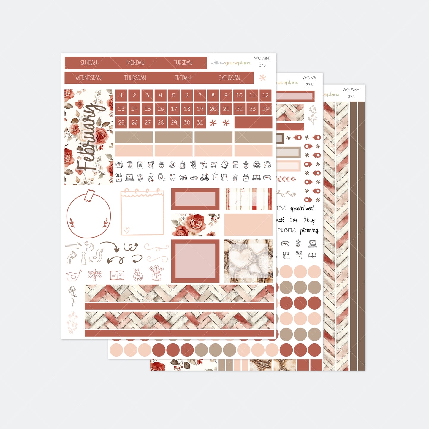 Monthly Planner Stickers | Rosewood Love