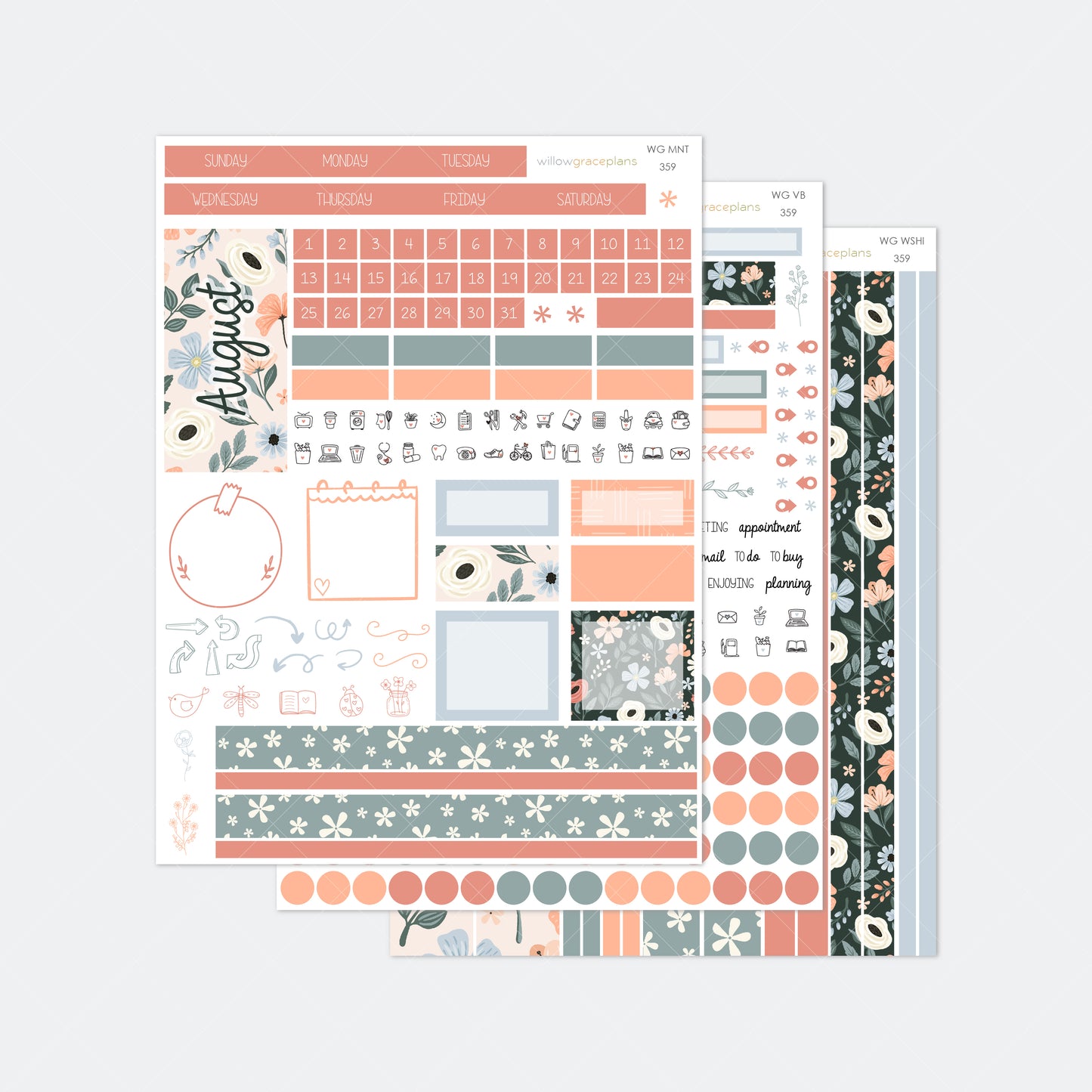Monthly Planner Stickers | Antique Bloom