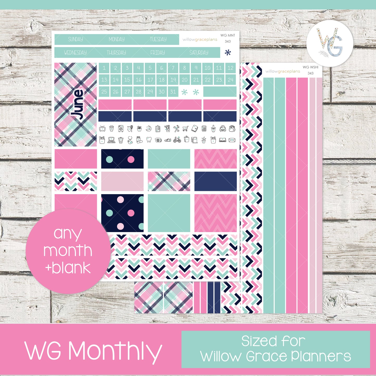 Monthly Planner Stickers | Preppy Pop