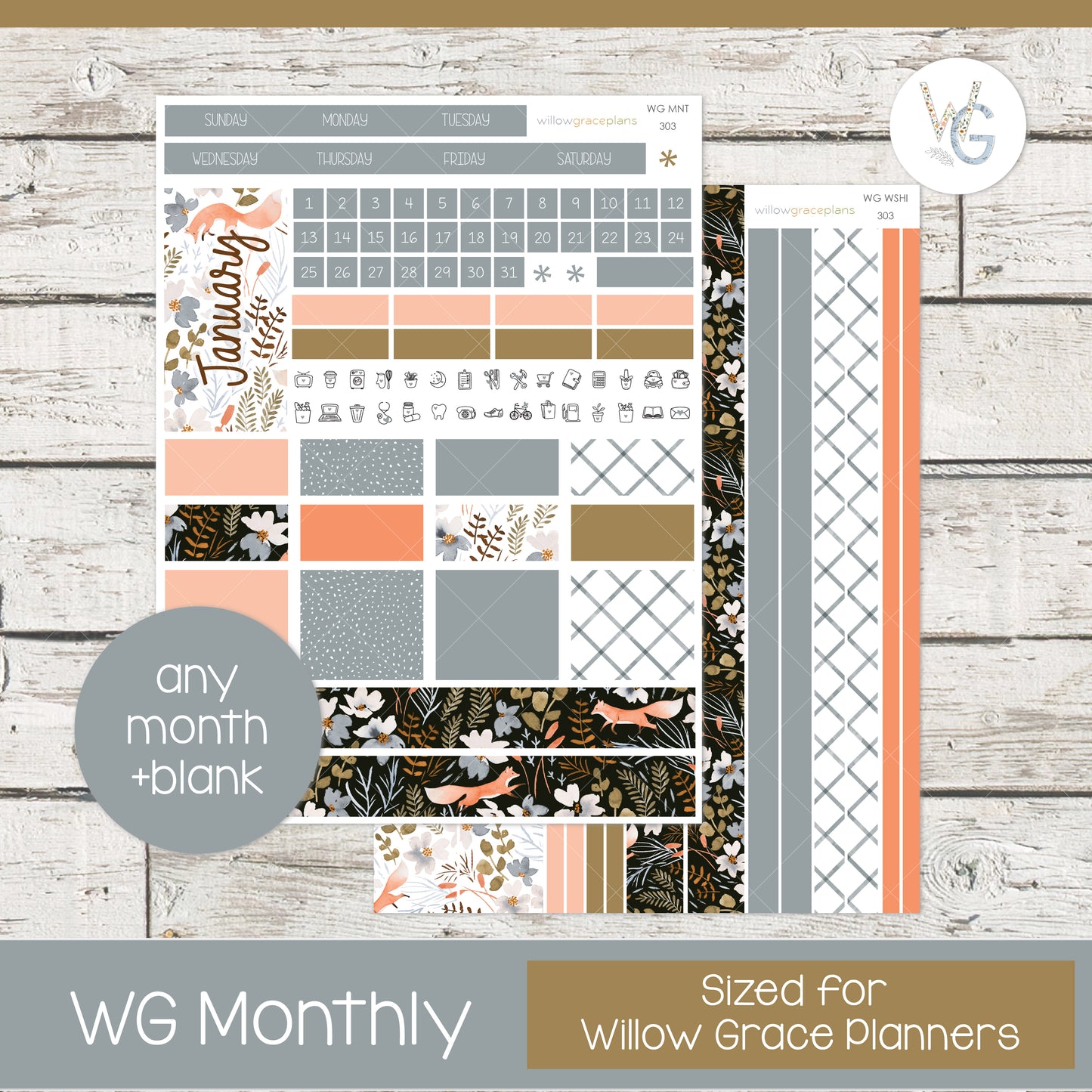 Monthly Planner Stickers | Fox Hallow