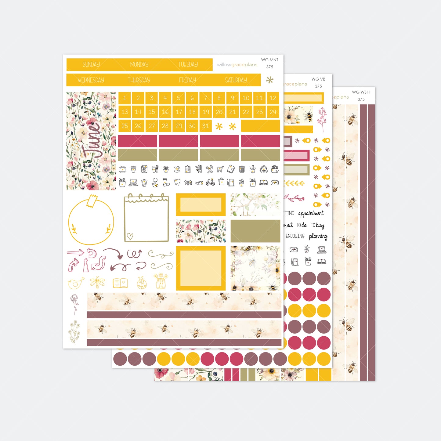 Monthly Planner Stickers | Honey Bee