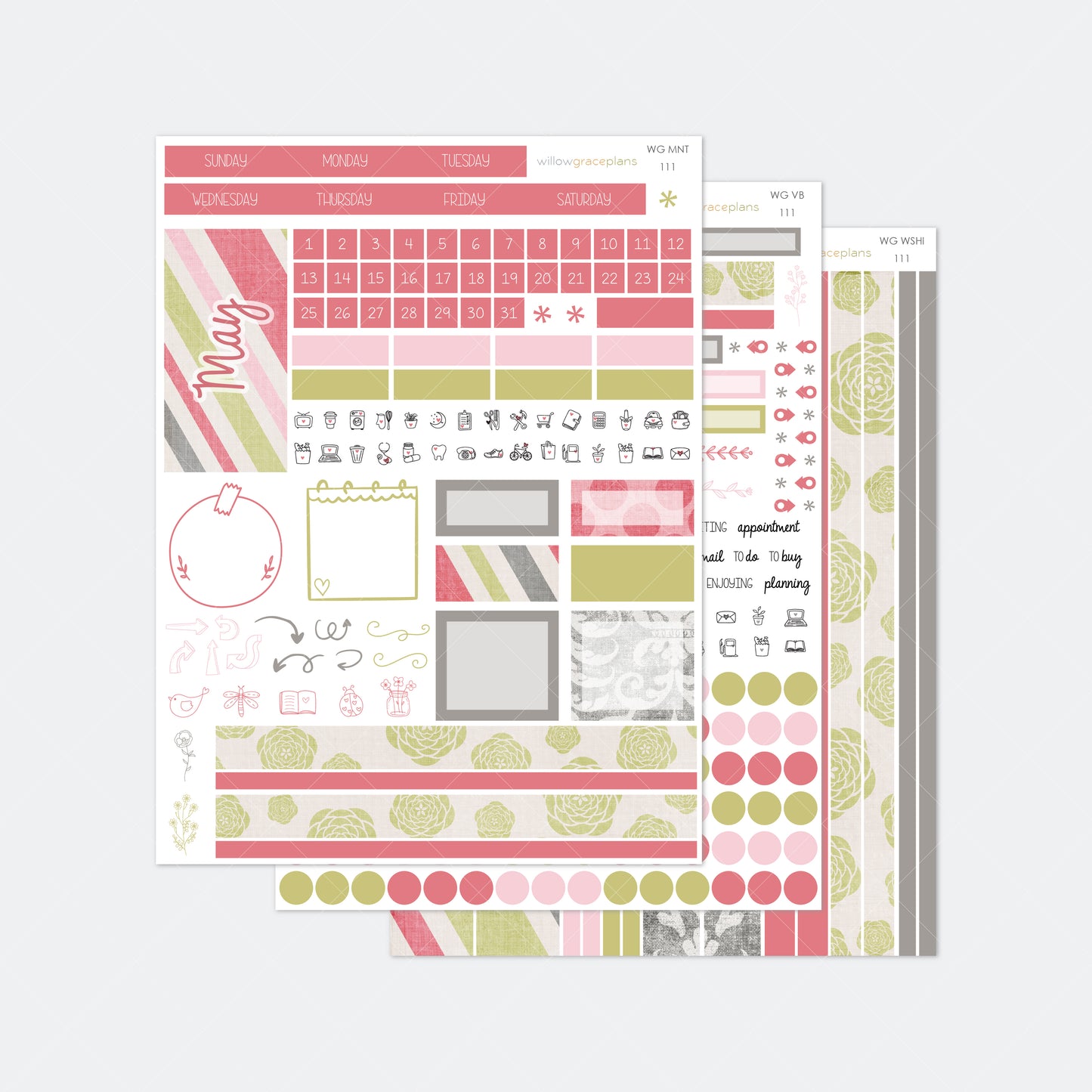 Monthly Planner Stickers | Vintage Tea Party