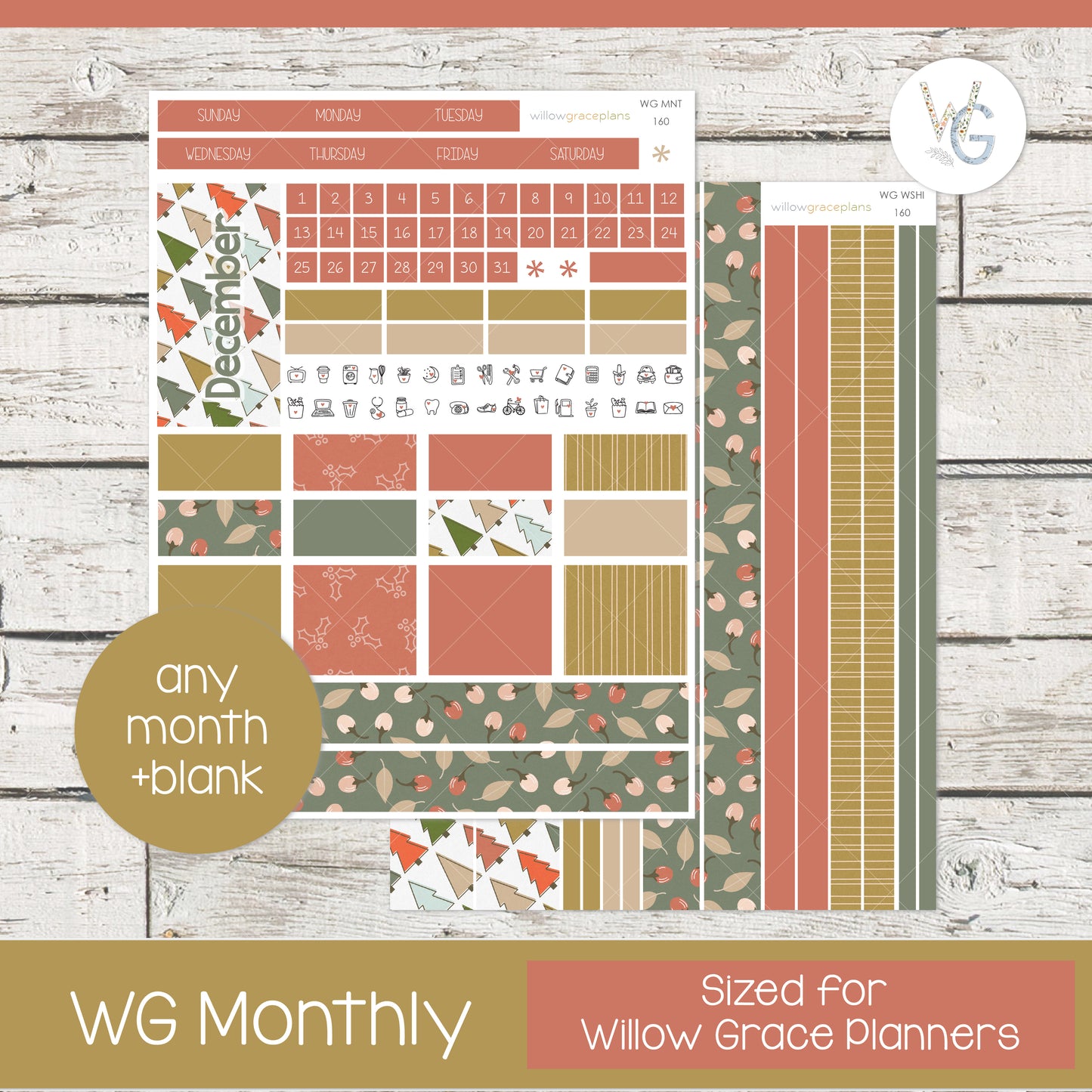 Monthly Planner Stickers | Merry Pines