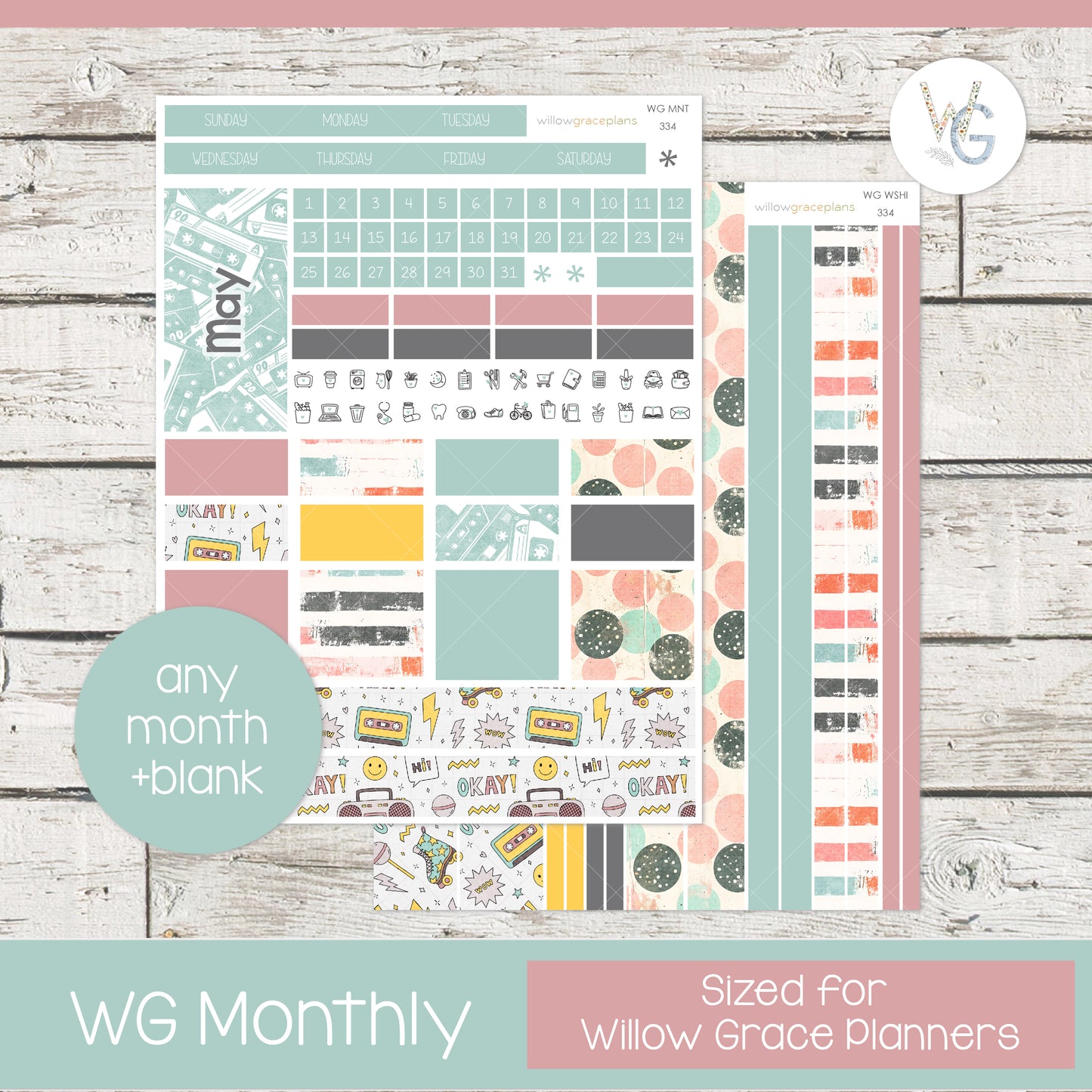 Monthly Planner Stickers | Retro Vibes