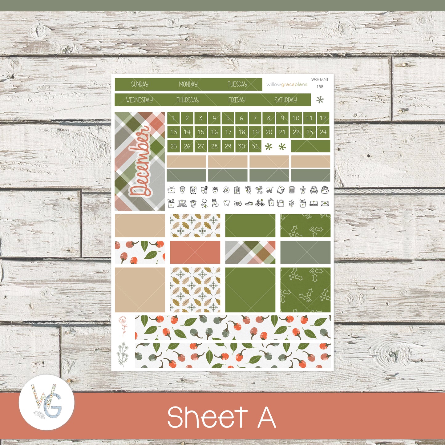 Monthly Planner Stickers | Woodland Holly