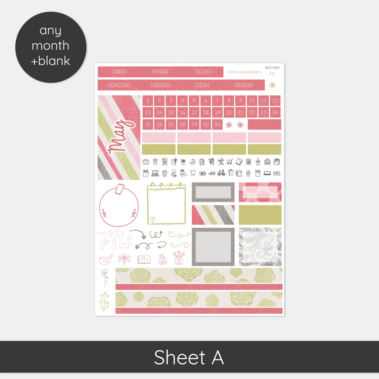 Monthly Planner Stickers | Vintage Tea Party