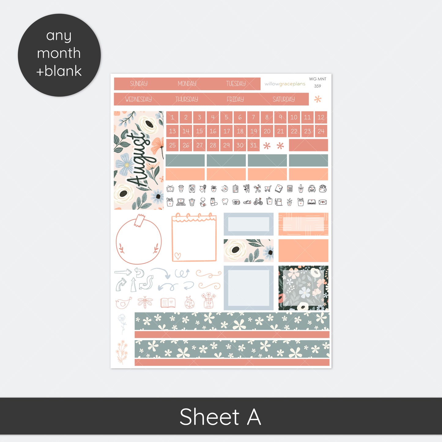 Monthly Planner Stickers | Antique Bloom