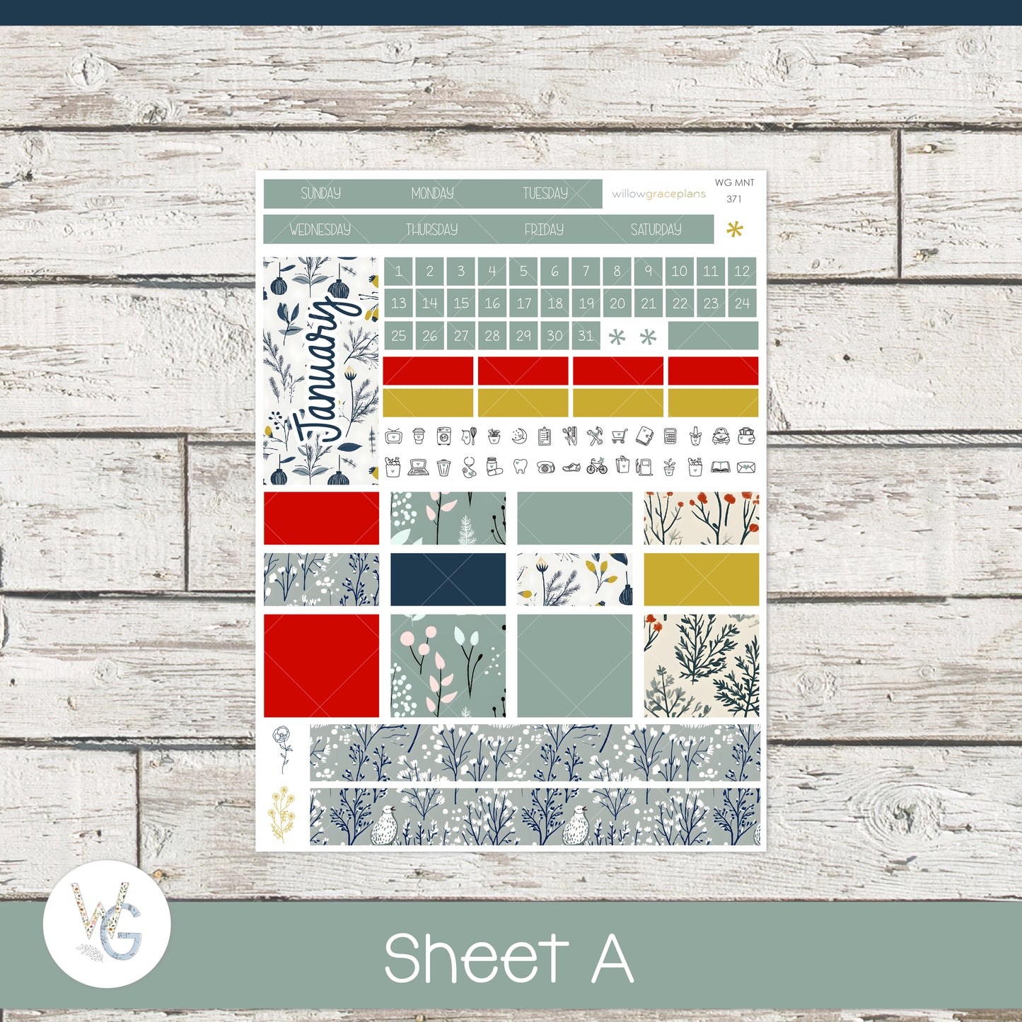 Monthly Planner Stickers | Winter Meadow