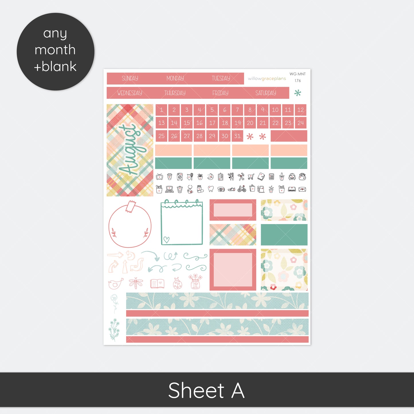 Monthly Planner Stickers | Garden Picnic