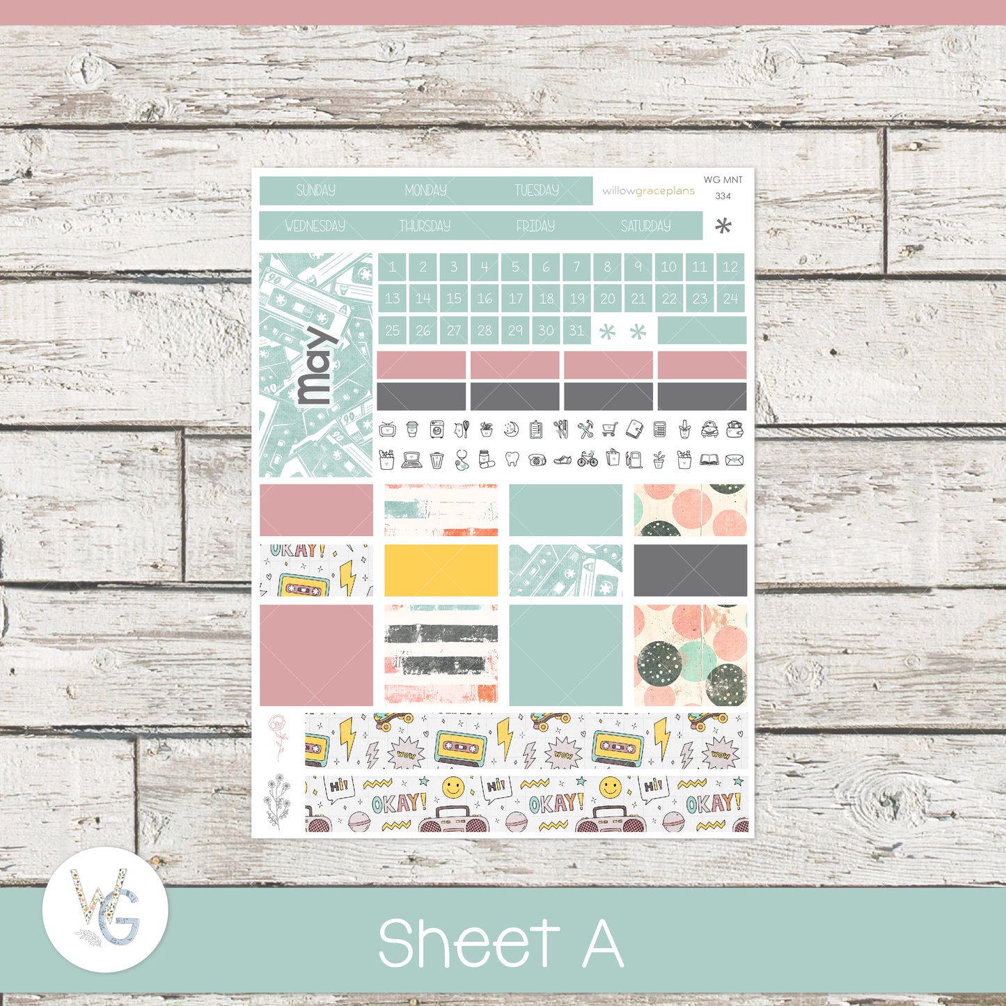 Monthly Planner Stickers | Retro Vibes