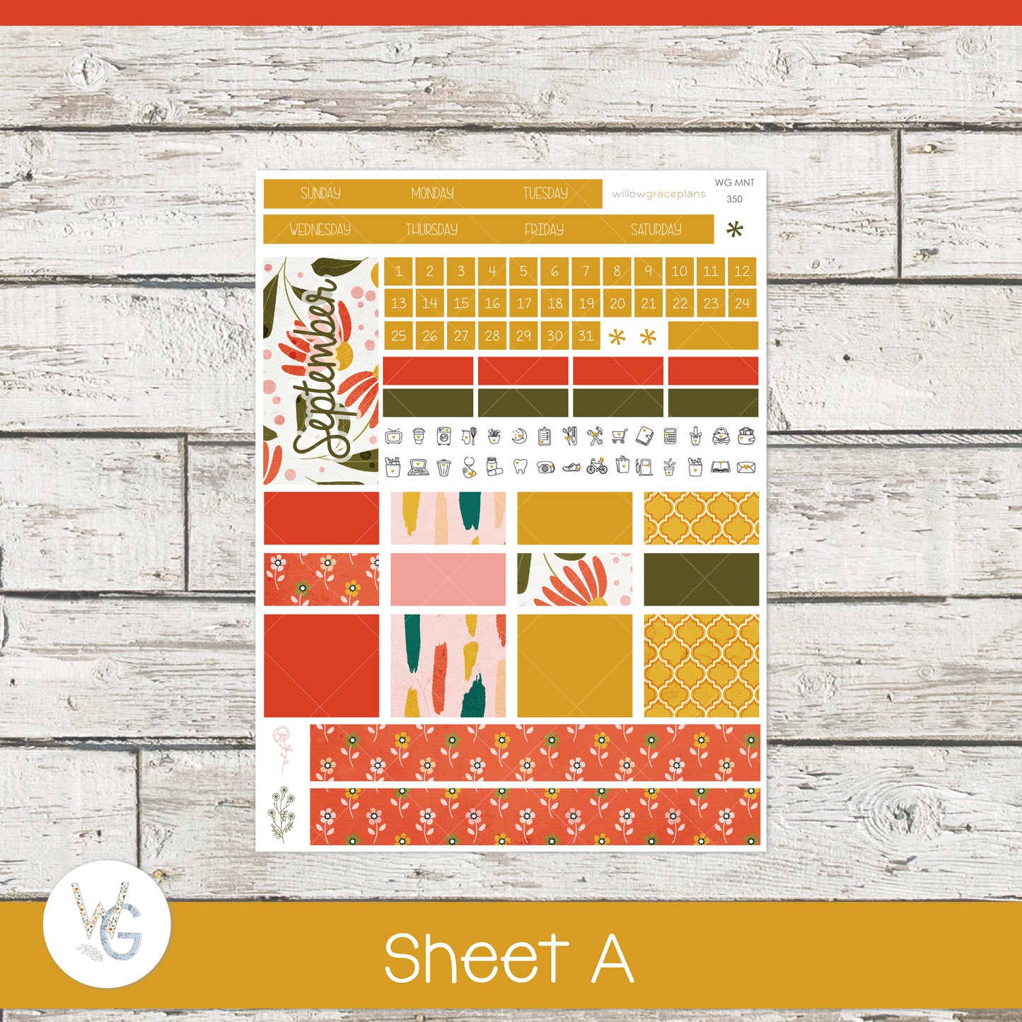 Monthly Planner Stickers | Sunny Blooms