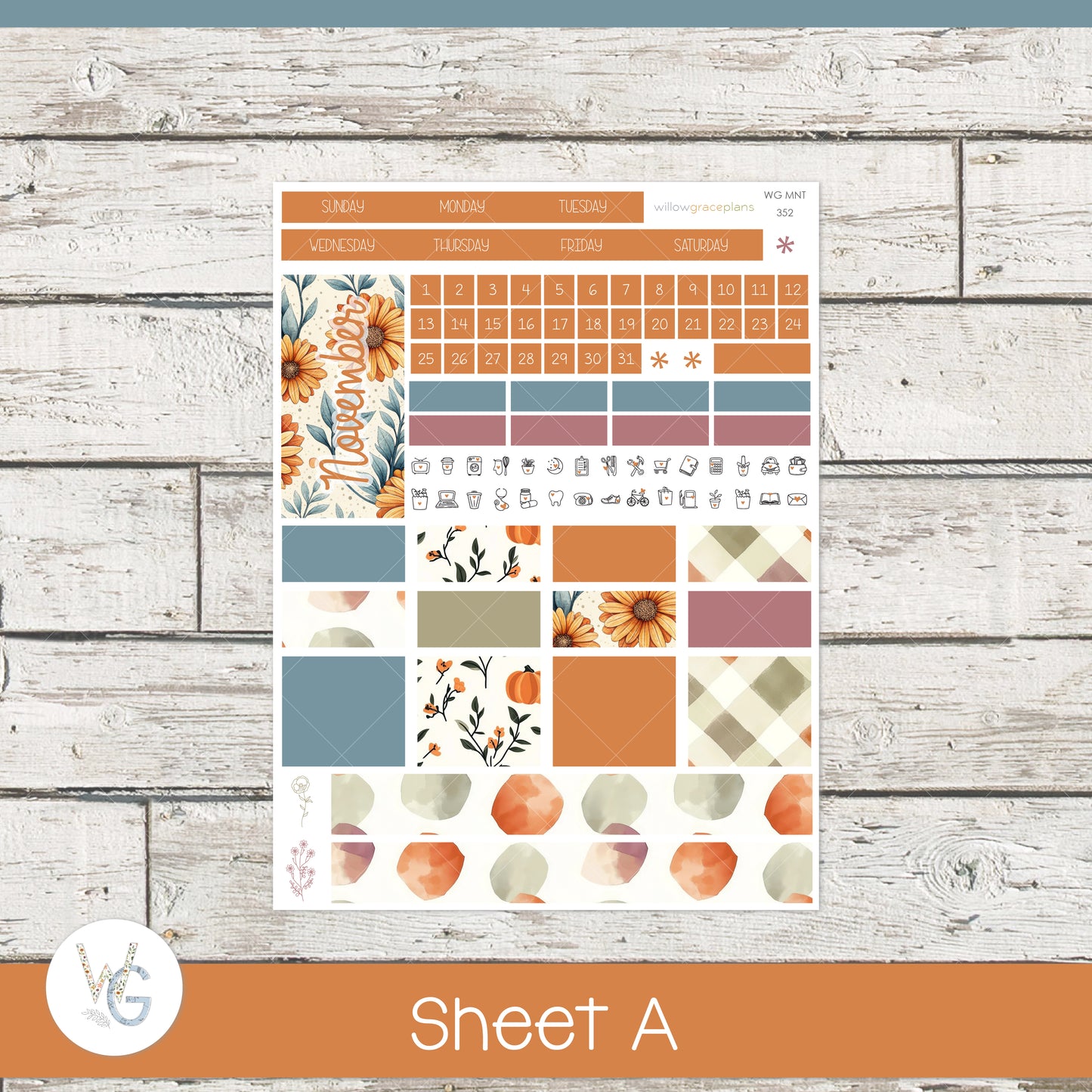 Monthly Planner Stickers | Sunflower Harvest