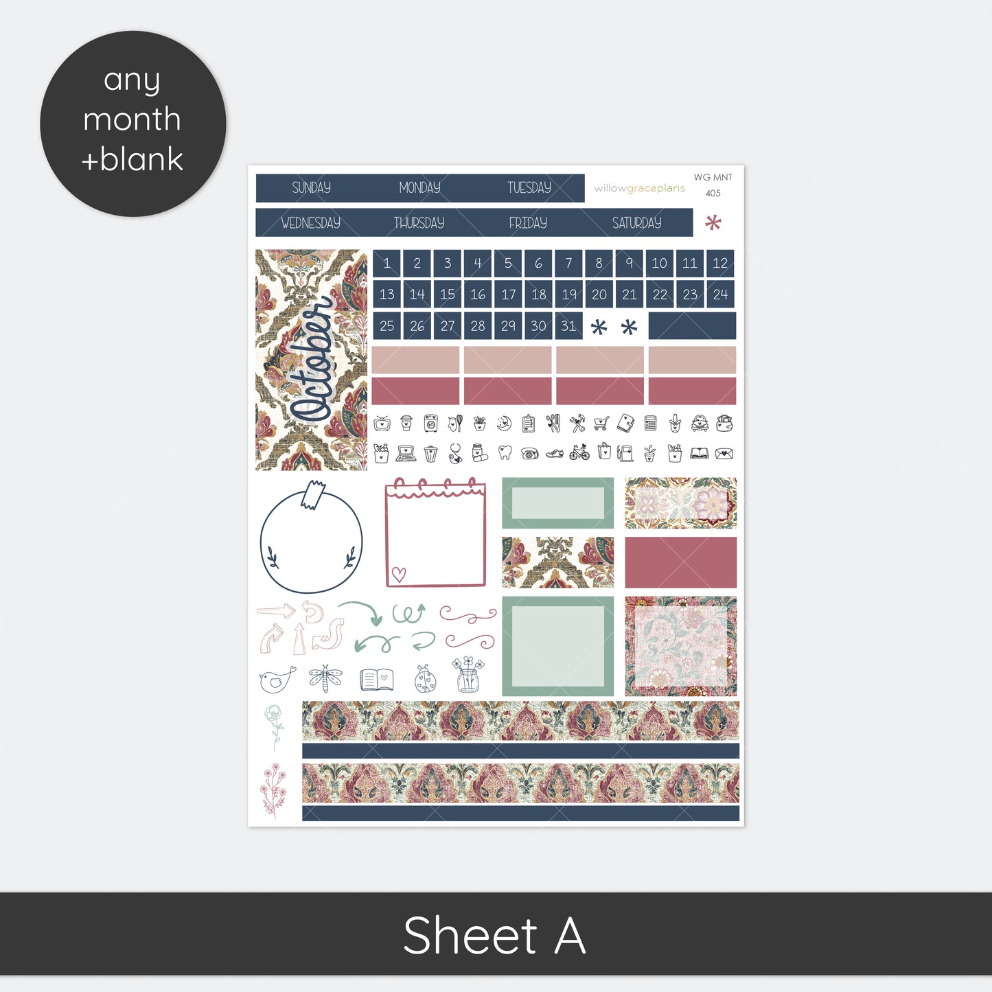 Monthly Planner Stickers | Heirloom Garden