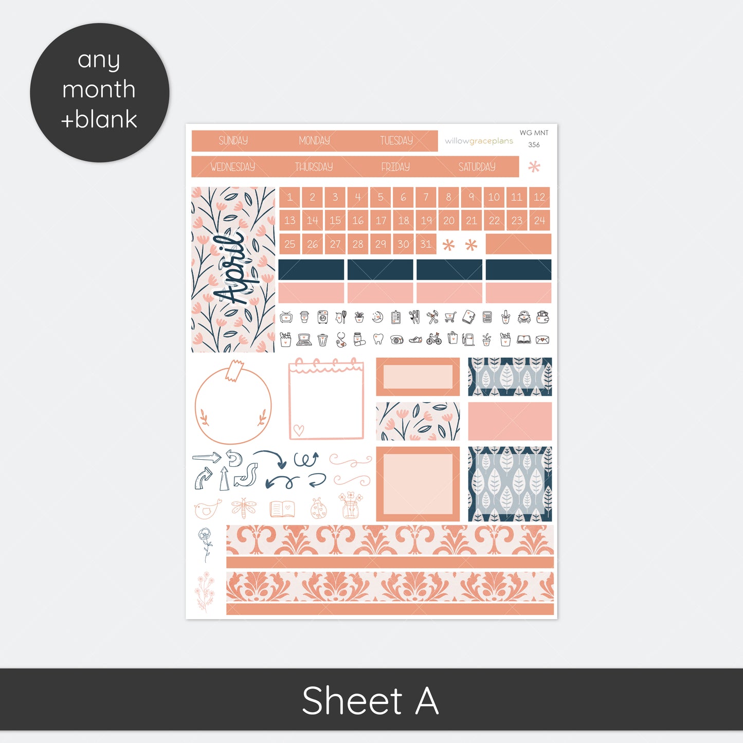 Monthly Planner Stickers | Petaled Print