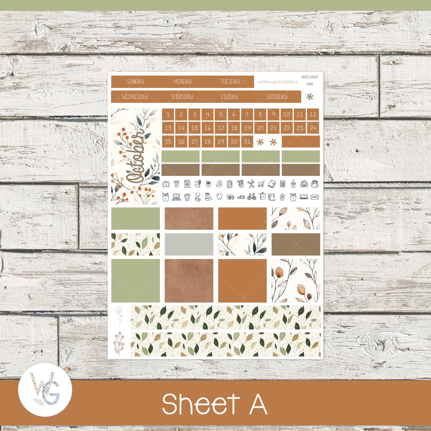 Monthly Planner Stickers | Autumn Leaves