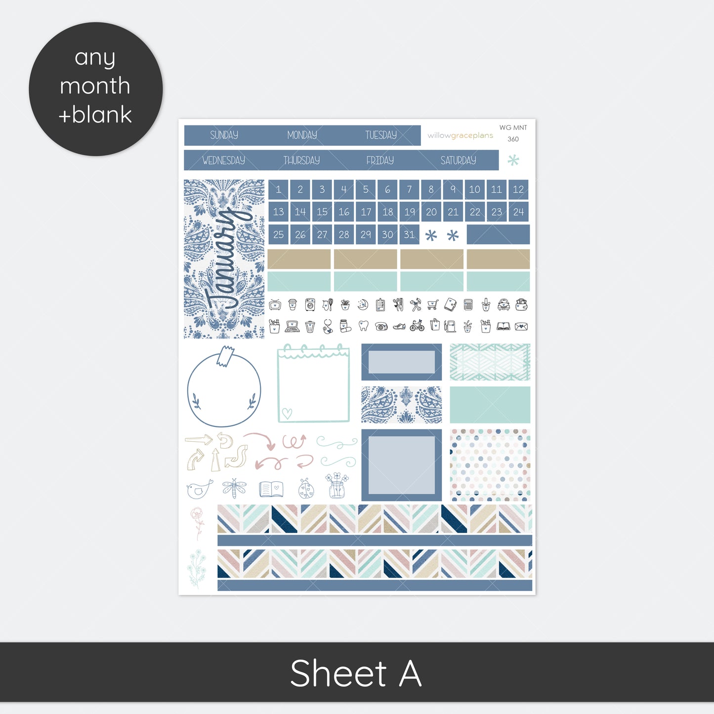 Monthly Planner Stickers | Blue Harbor