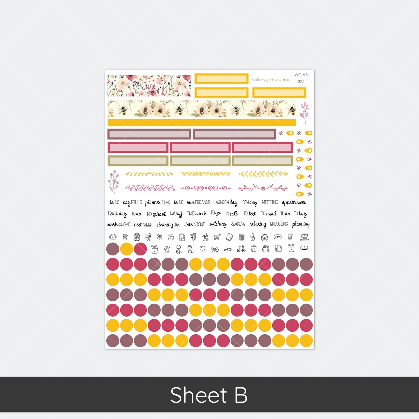Monthly Planner Stickers | Honey Bee