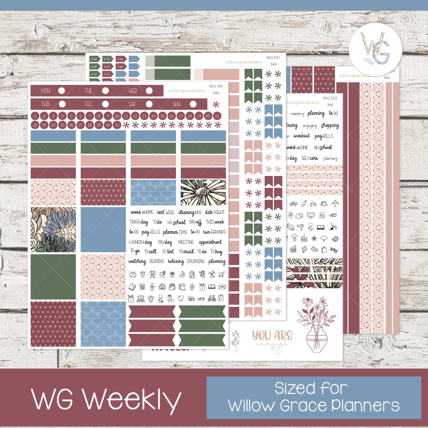 Weekly Planner Stickers | Vintage Botanicals