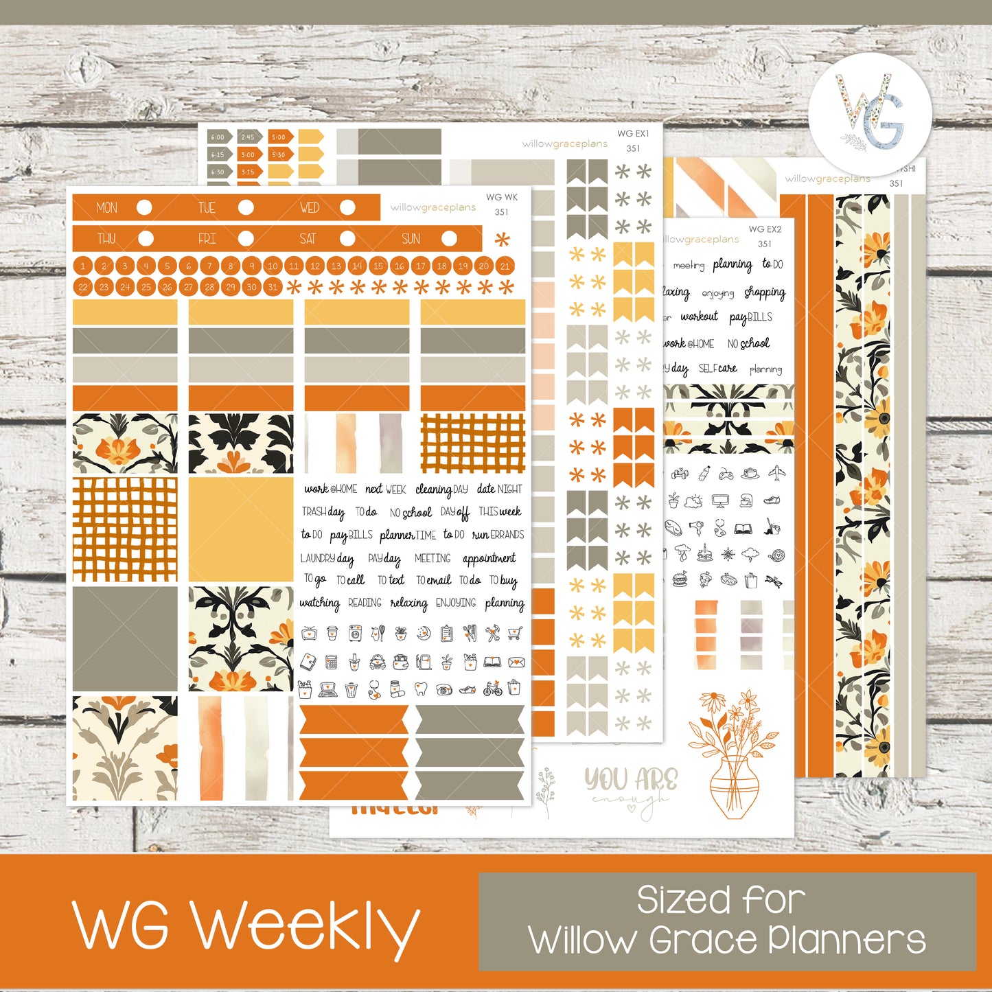 Weekly Planner Stickers | Golden Harvest