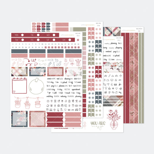 Weekly Planner Stickers | Rustic Bloom