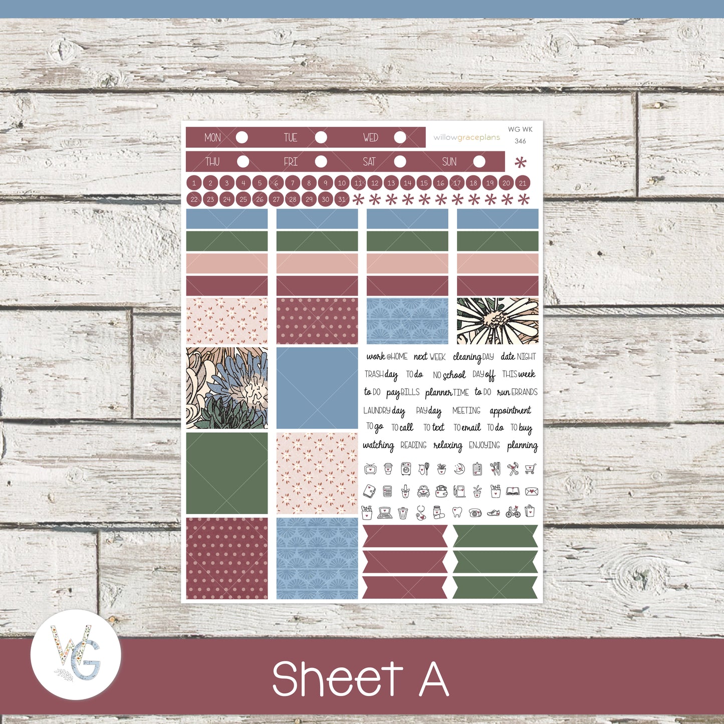 Weekly Planner Stickers | Vintage Botanicals