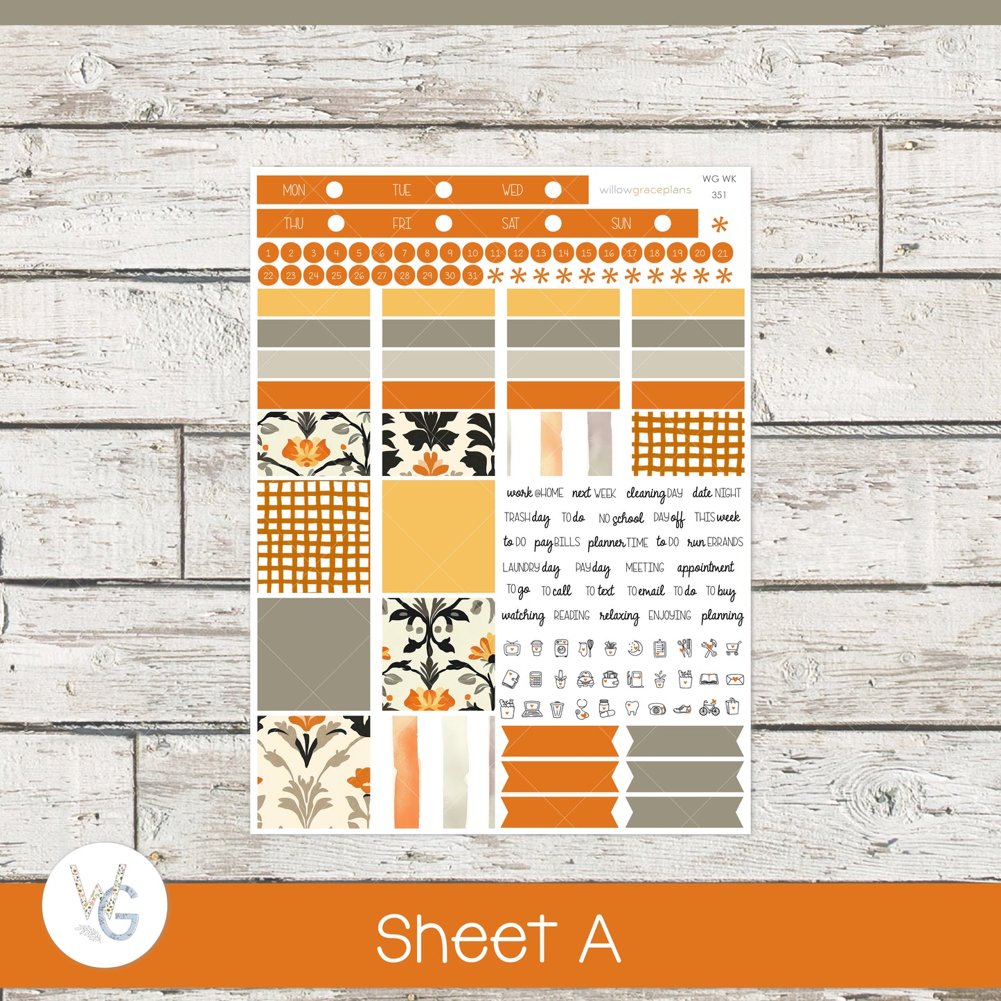 Weekly Planner Stickers | Golden Harvest