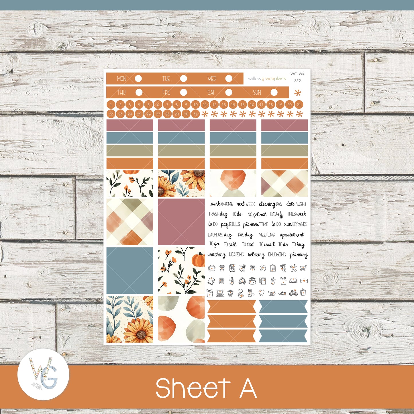 Weekly Planner Stickers | Sunflower Harvest