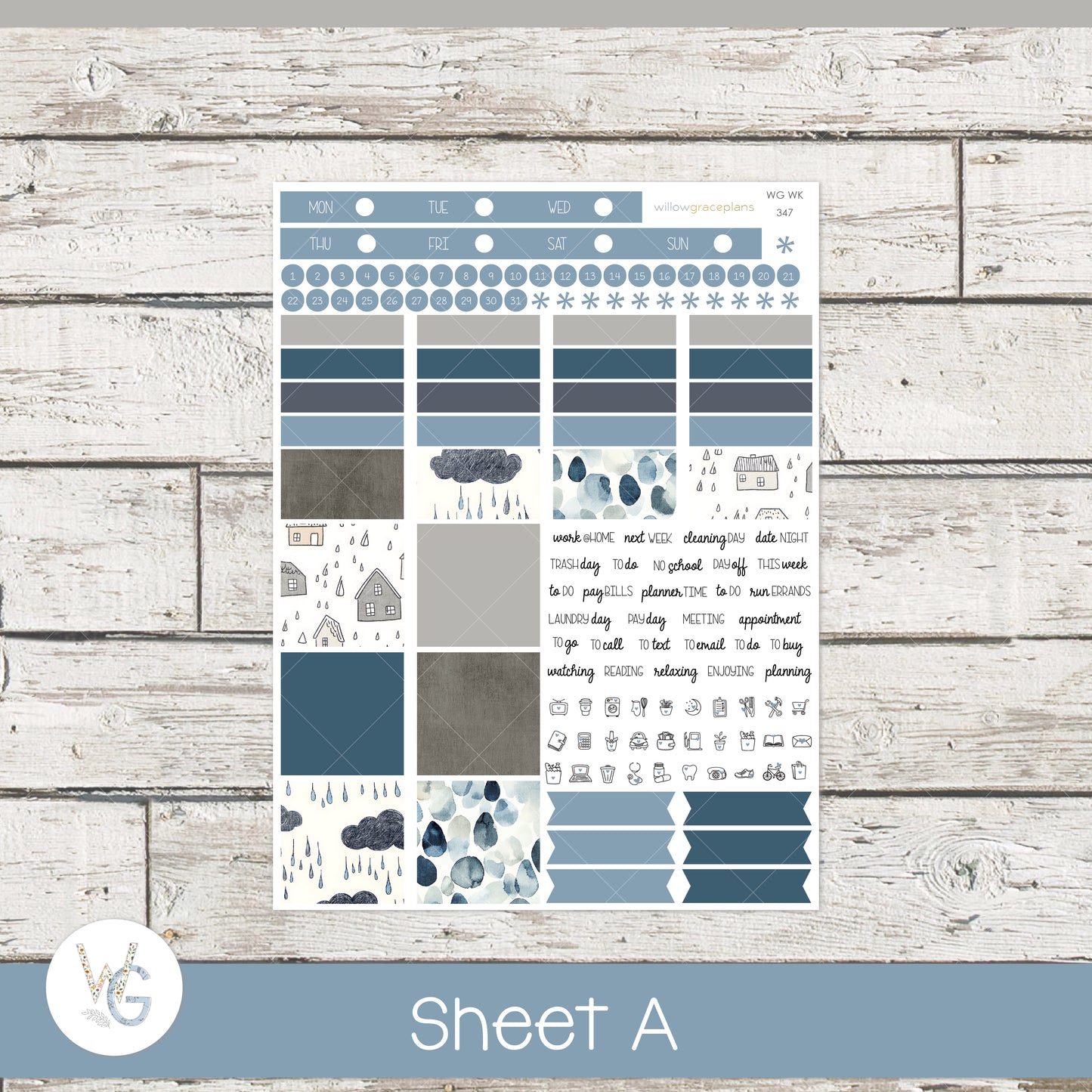 Weekly Planner Stickers | Rainy Day