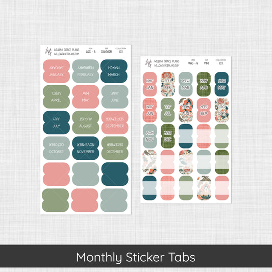Monthly Sticker Tabs | Coral Grove (103)