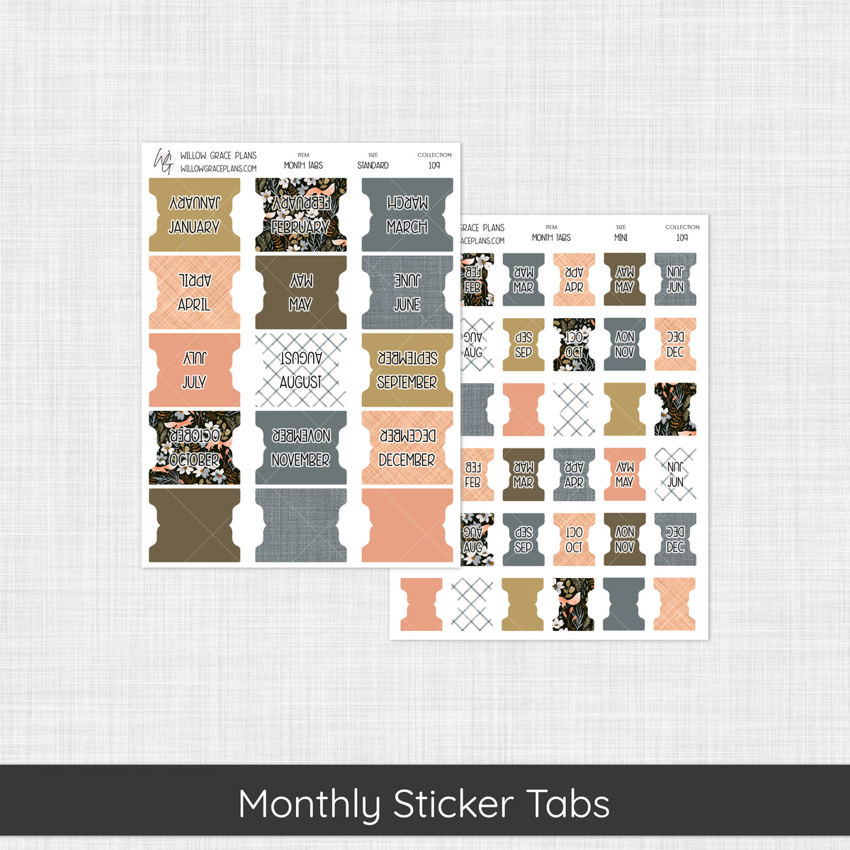 Monthly Sticker Tabs | Midnight Meadow (109)