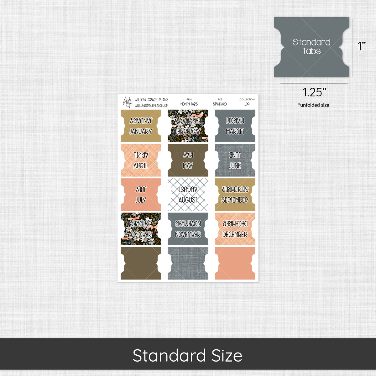Monthly Sticker Tabs | Midnight Meadow (109)