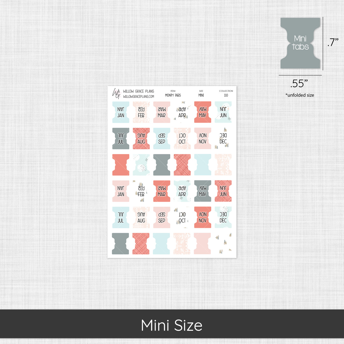 Monthly Sticker Tabs | Winter Blush (110)