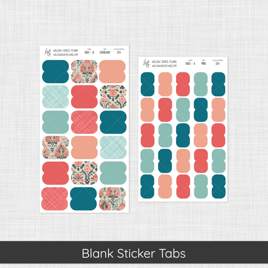 Blank Sticker Tabs | Aqua Bloom (104)