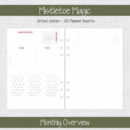 A5 Planner Inserts | Mistletoe Magic - December 2026