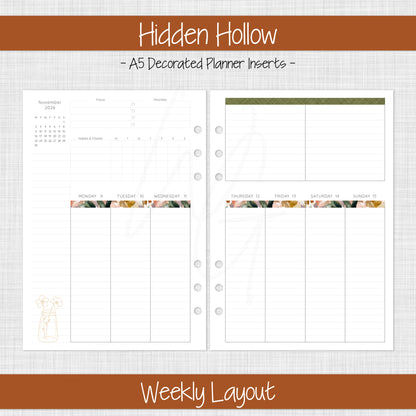 A5 Planner Inserts | Amber Meadow - November 2026