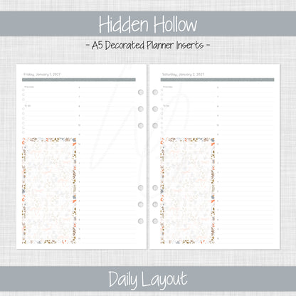 A5 Planner Inserts | Hidden Hollow - January 2027