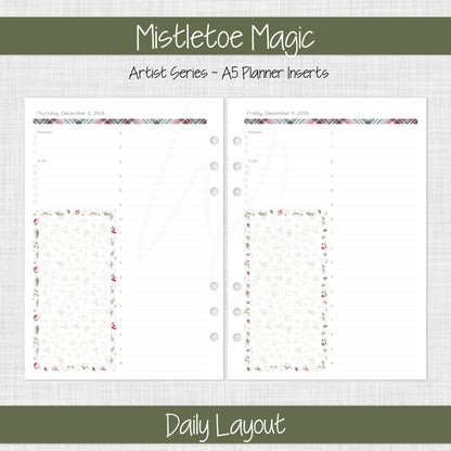 A5 Planner Inserts | Mistletoe Magic - December 2026