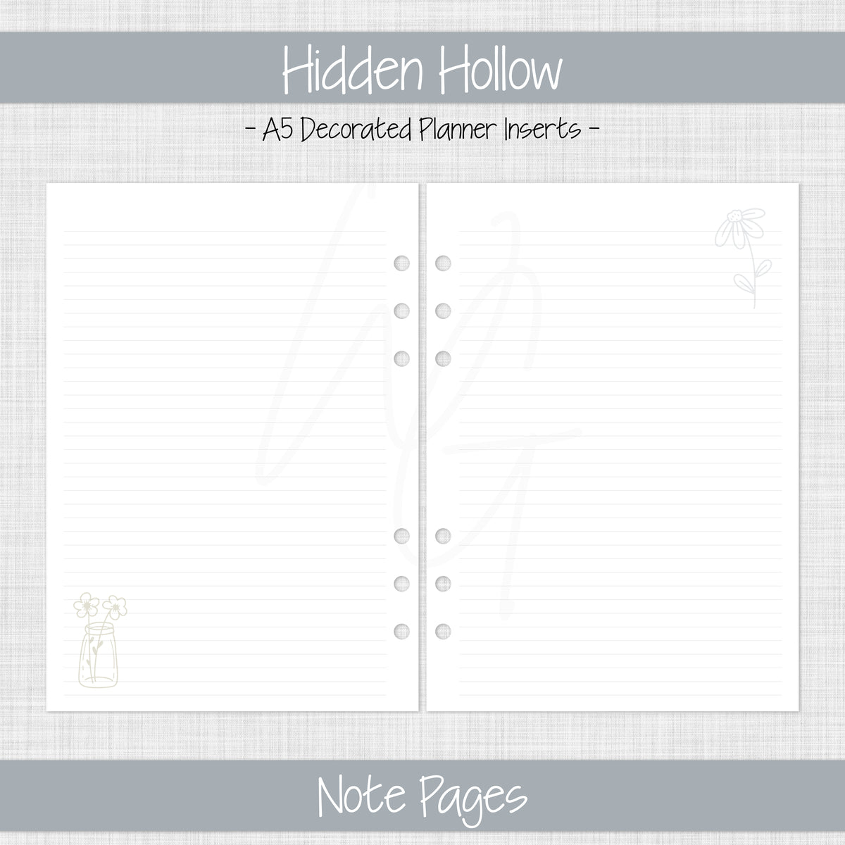 A5 Planner Inserts | Hidden Hollow - January 2027