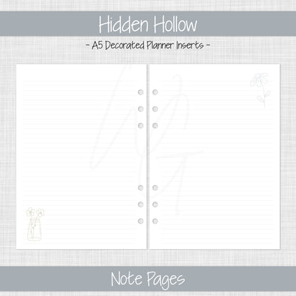 A5 Planner Inserts | Hidden Hollow - January 2027