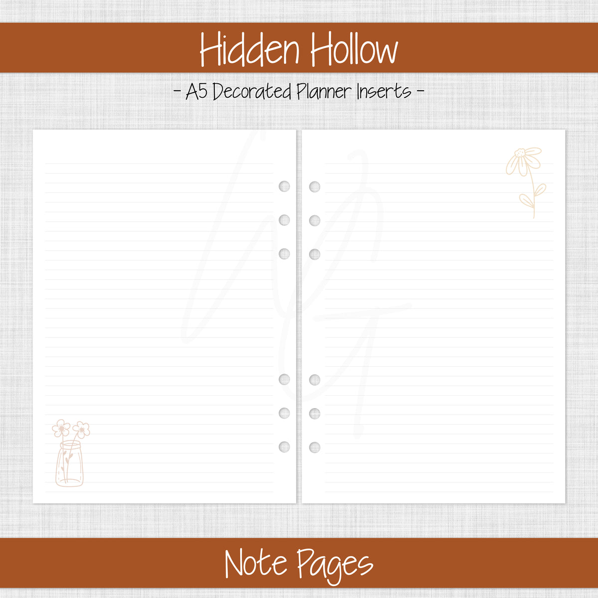 A5 Planner Inserts | Amber Meadow - November 2026