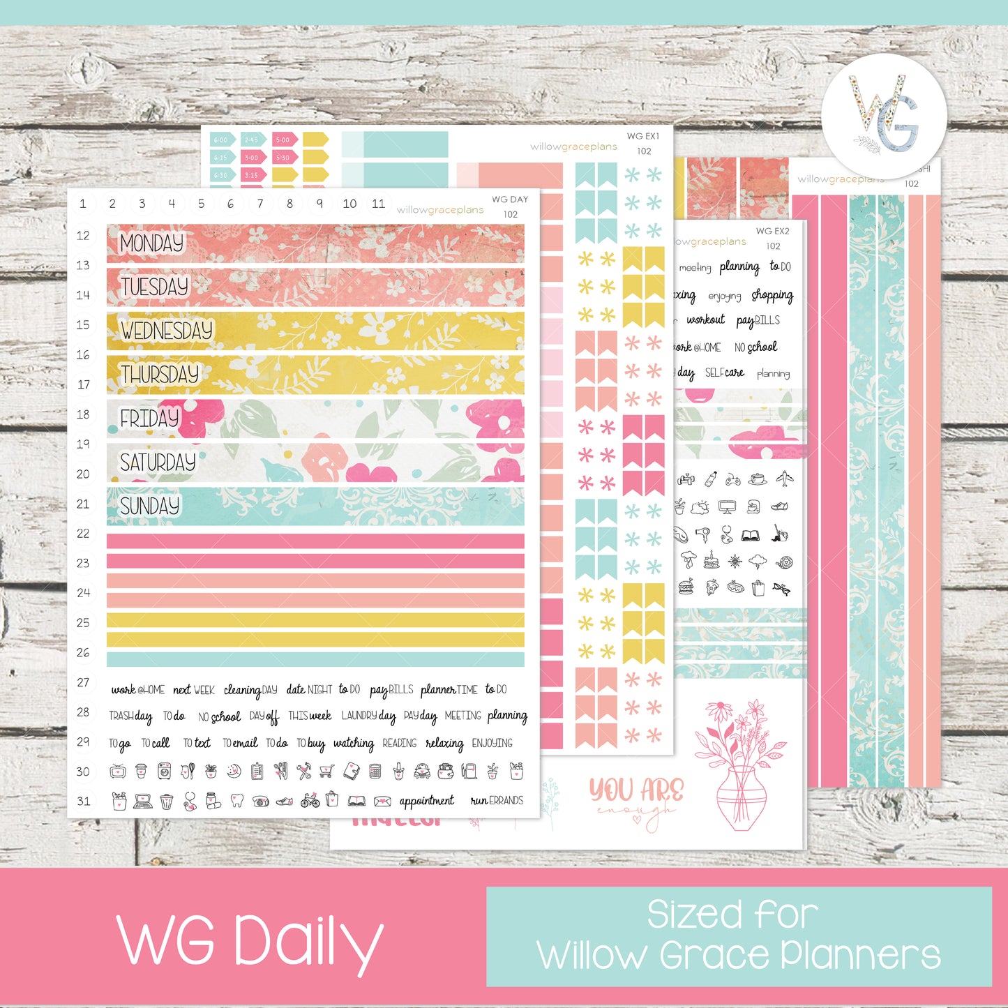 Willow Grace Planner Stickers - Daily Planner Stickers | WGD-102