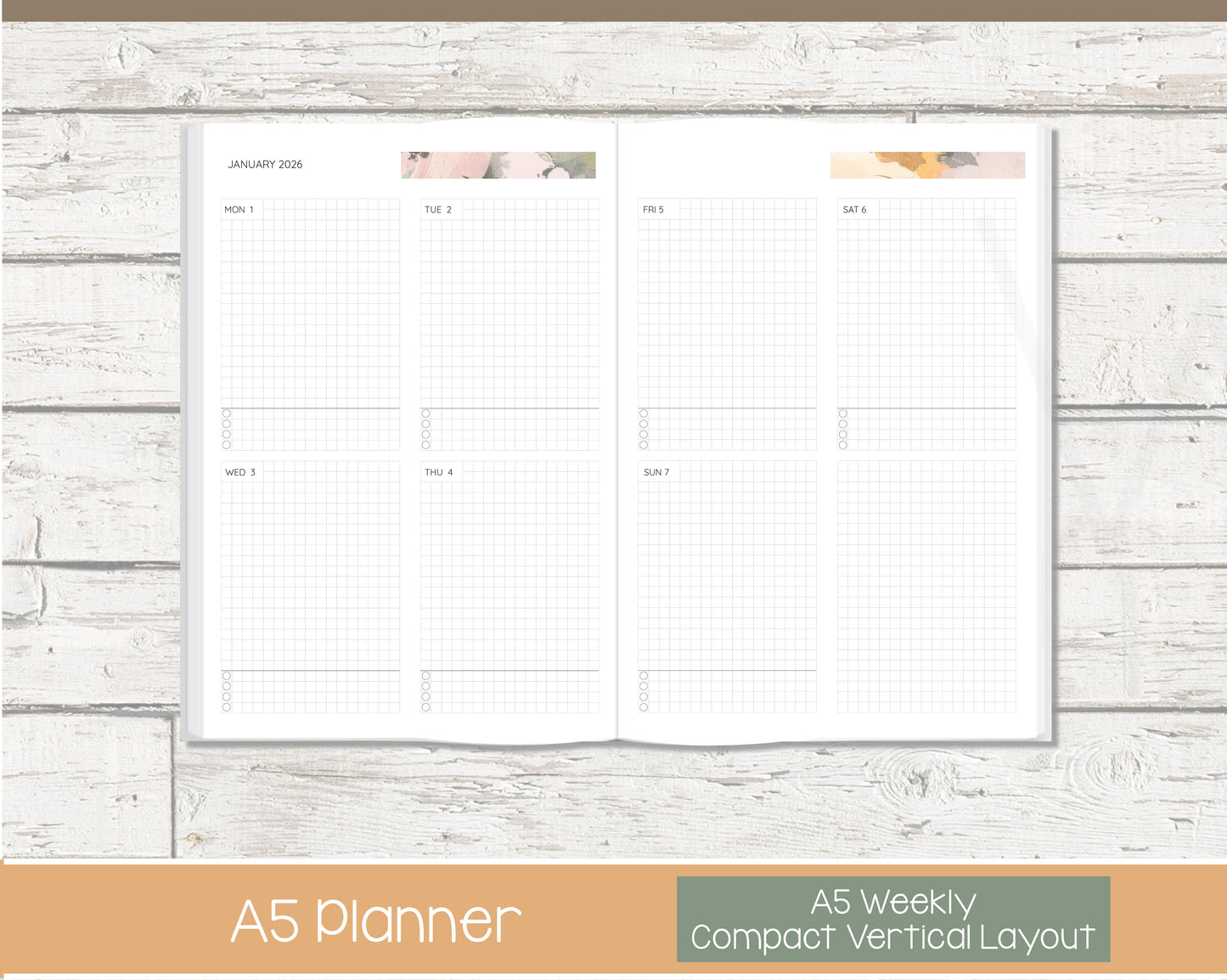 Weekly Personalized Planner | Compact Vertical Weekly Planner | Grid Layout | Bloom