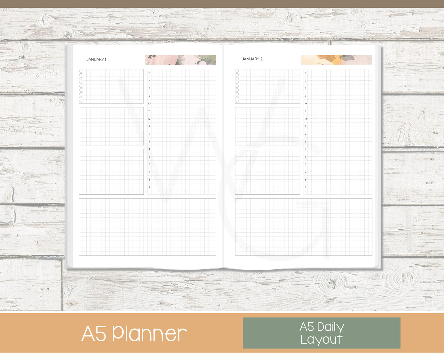 Complete Vertical Planner | Month, Week, Day Planner | Grid Layout | Bloom