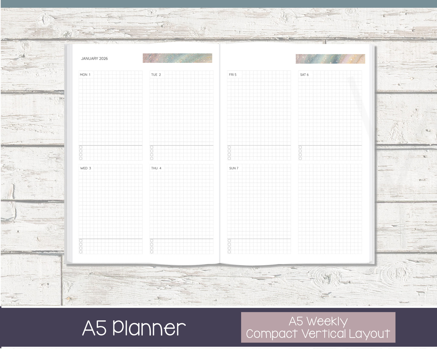 Weekly Personalized Planner | Compact Vertical Weekly Planner | Grid Layout | In the Stars