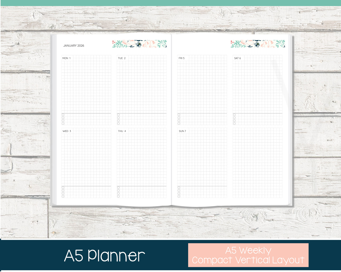 Weekly Personalized Planner | Compact Vertical Weekly Planner | Grid Layout | Summer Dreams