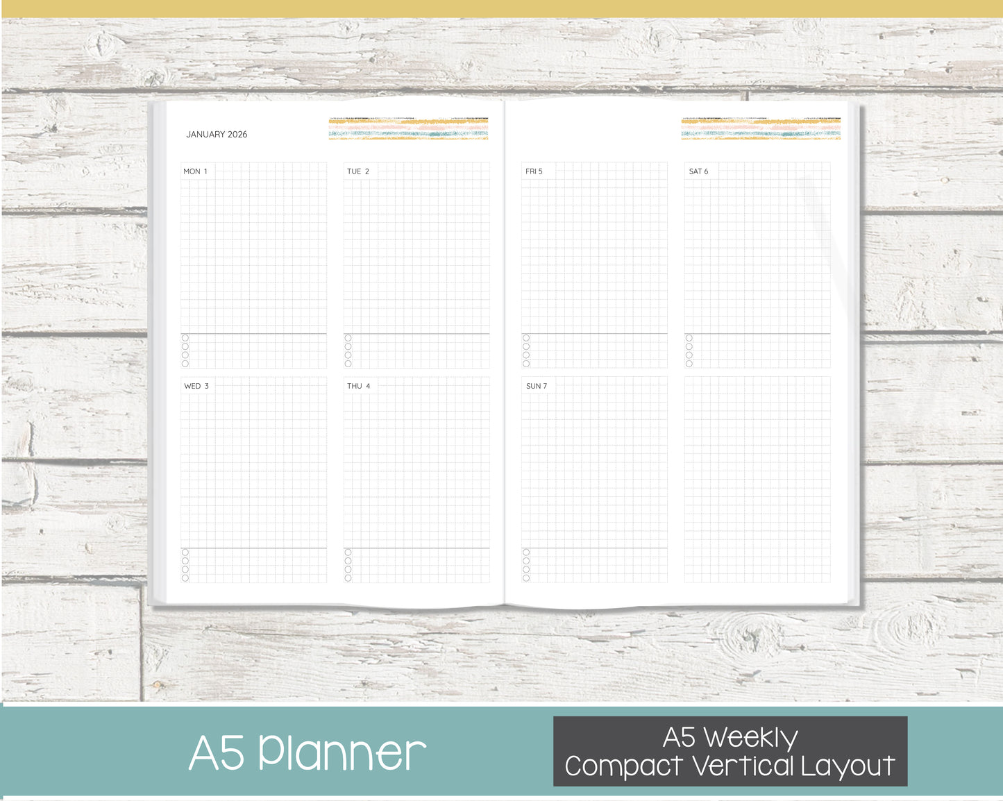 Weekly Personalized Planner | Compact Vertical Weekly Planner | Grid Layout | Reflections