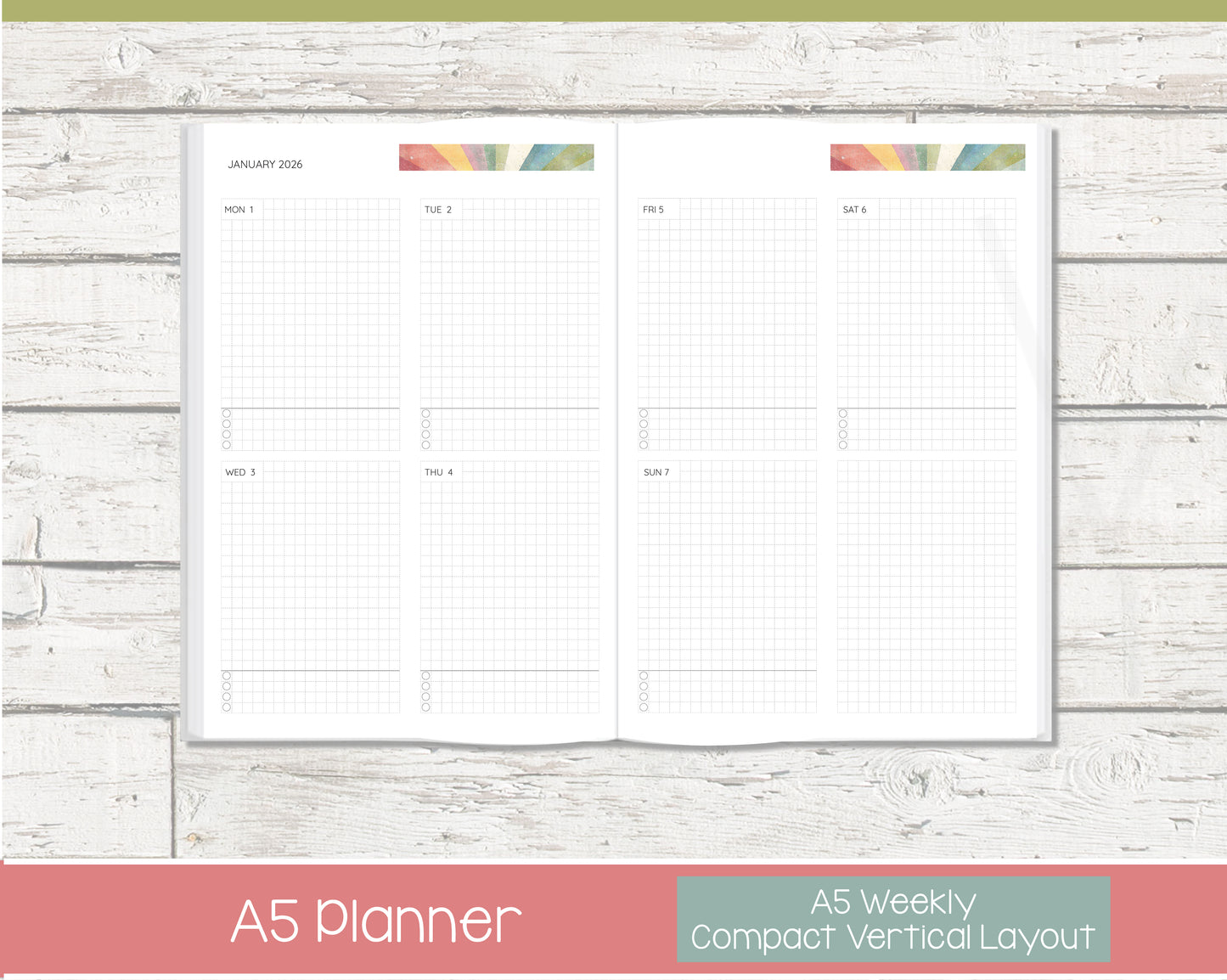 Weekly Personalized Planner | Compact Vertical Weekly Planner | Grid Layout | Shine On