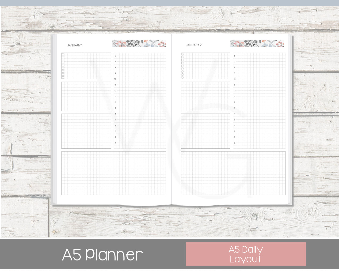 Complete Vertical Planner | Month, Week, Day Planner | Grid Layout | Vintage Blues