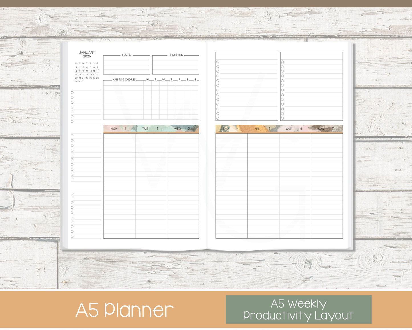 Complete Productivity Planer | Month, Week, Day Planner | Lined Layout | Bloom