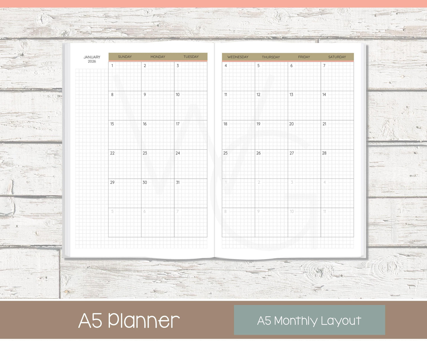 Personalized Day Planner | Day Planner | Grid Layout | Cottage Bloom